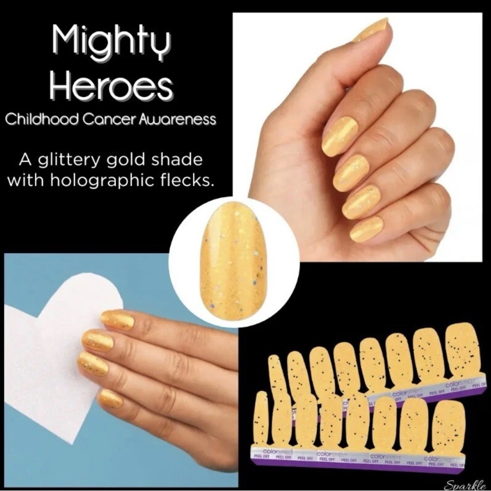 Color Street Mighty Heroes Gold Glitter Press-On Nails